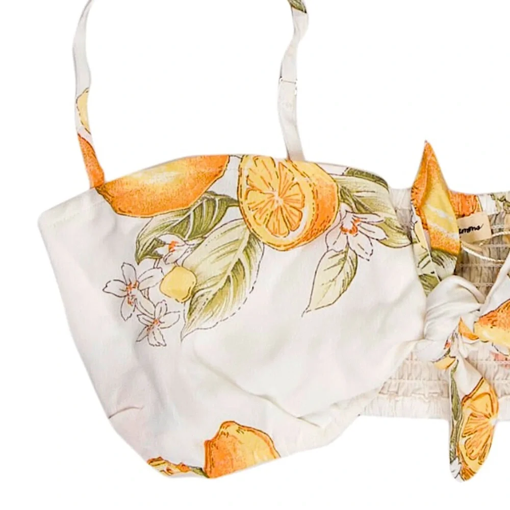 🌷NWT!🌷For Love & Lemons White and Yellow Floral Print Crop Top Size Small - Picture 3 of 5